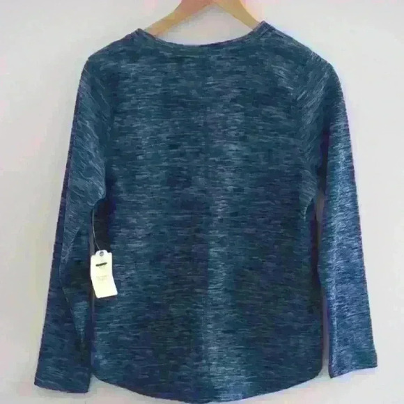 🌴2/$25🌴ST. JOHN'S BAY | Women's Blue Textured Pattern Fleece V-Neck Sweater - Picture 3 of 3